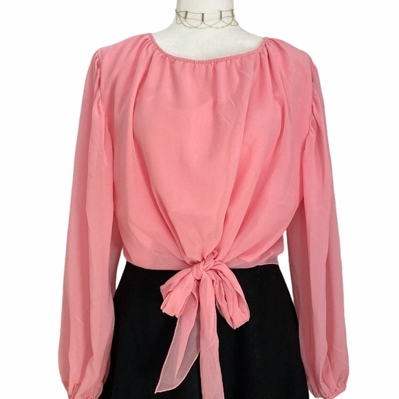 Leyden Tie Front Chiffon Blouse Pink NWOT - Picture 8 of 8